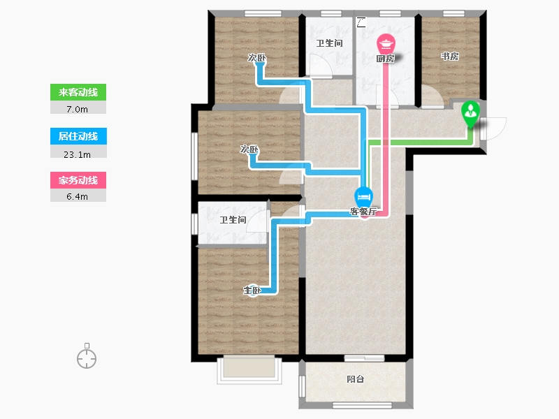 湖北省-武汉市-万科新世纪翡翠滨江-111.13-户型库-动静线