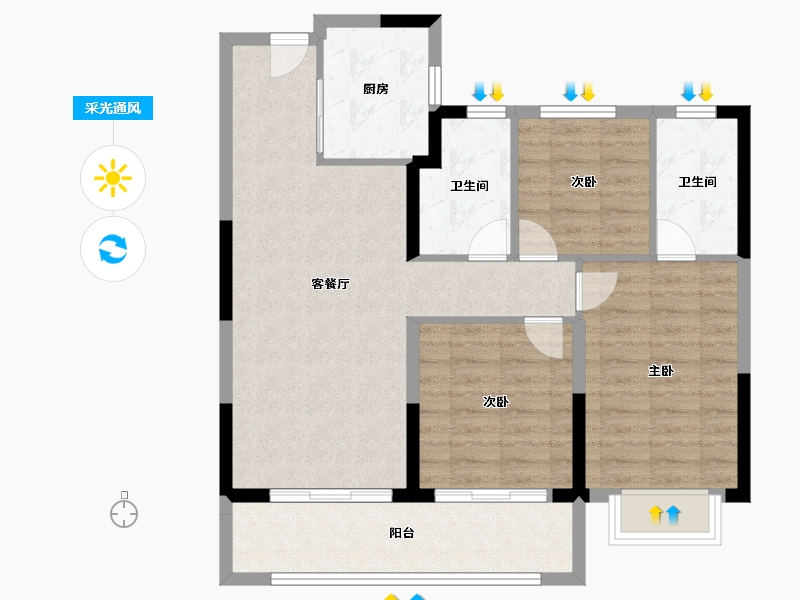 浙江省-宁波市-建发·春江悦-83.20-户型库-采光通风