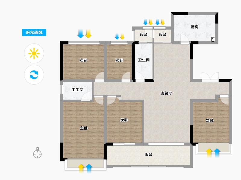 湖南省-长沙市-中海阅麓山-145.62-户型库-采光通风