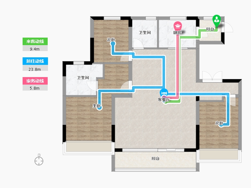 陕西省-咸阳市-绿地新都会-109.70-户型库-动静线