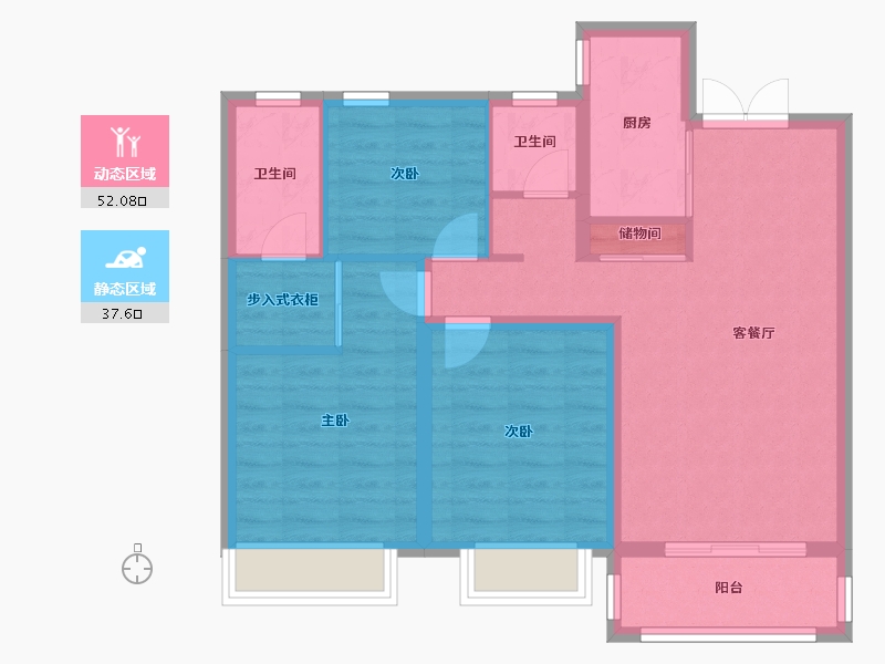 河南省-濮阳市-阳光花园-80.00-户型库-动静分区