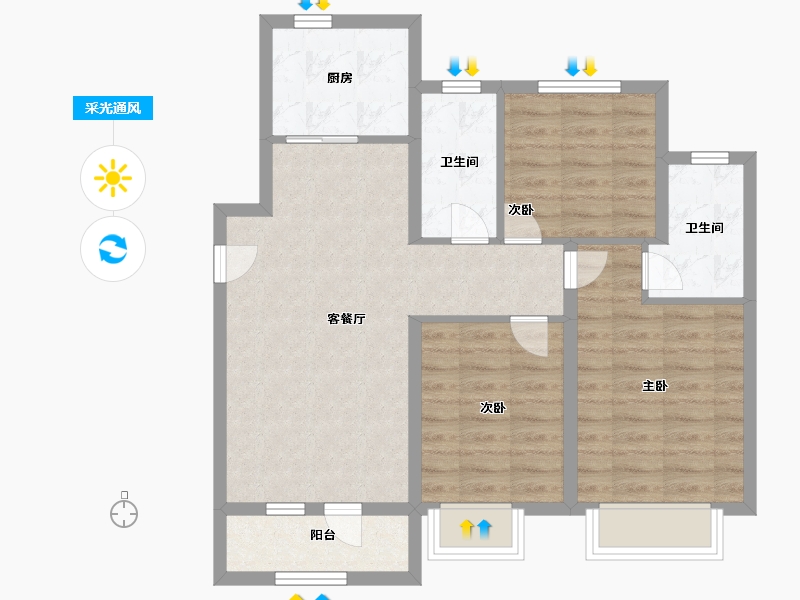 河北省-石家庄市-正定熙湖三期-74.40-户型库-采光通风