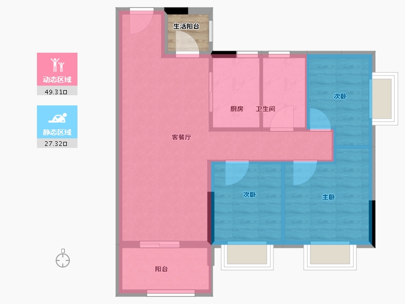 广东省-中山市-建发昇荟庭-71.30-户型库-动静分区