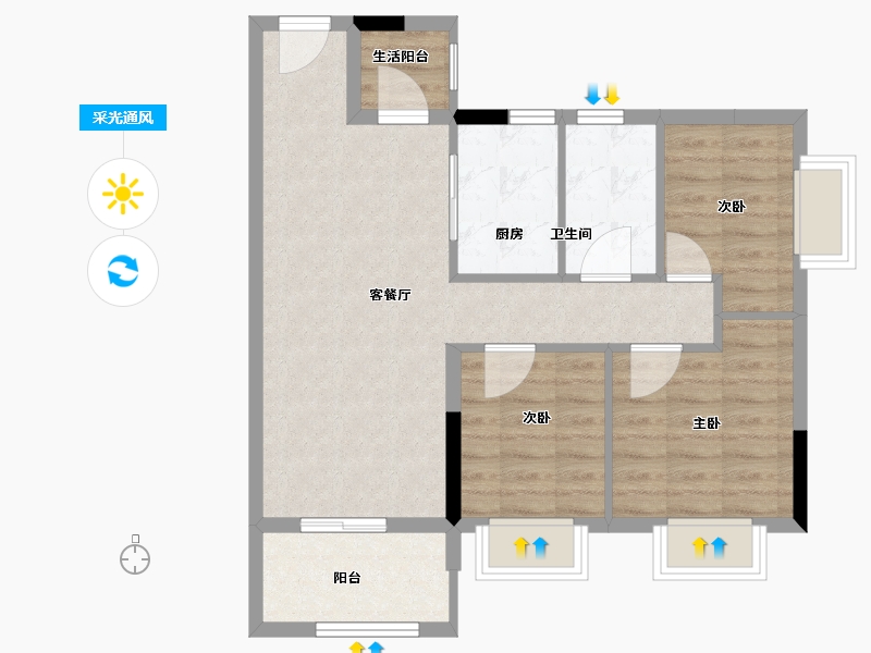 广东省-中山市-建发昇荟庭-71.30-户型库-采光通风