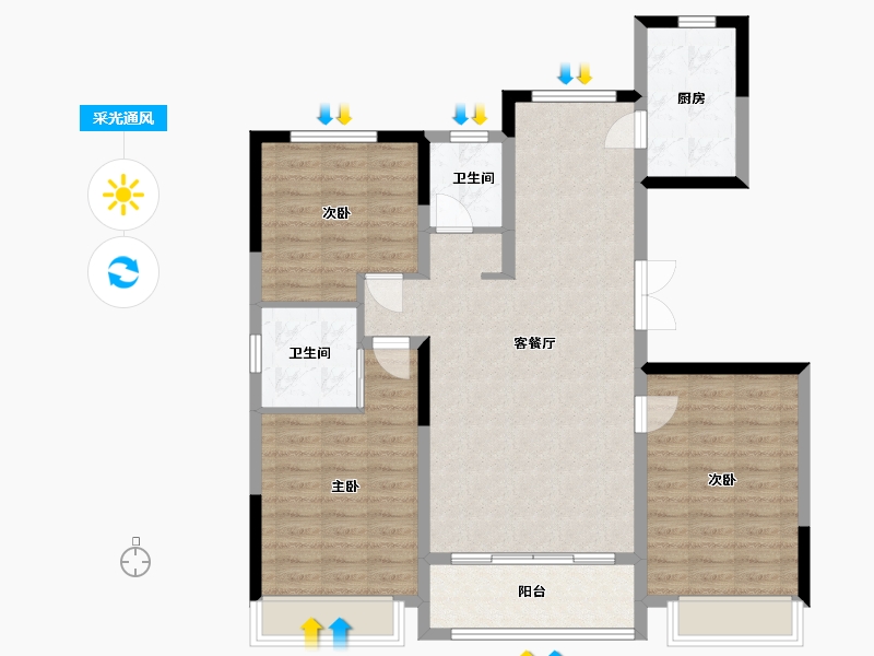 山东省-泰安市-望岳园-110.00-户型库-采光通风