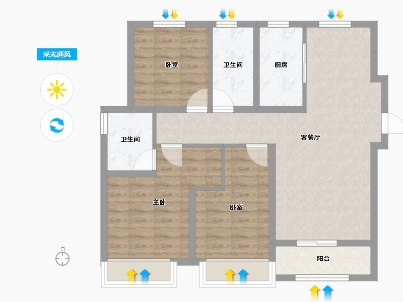 河北省-石家庄市-石家庄融创城-79.62-户型库-采光通风