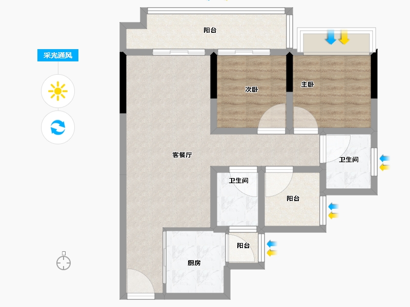 广东省-中山市-锦绣海湾城-78.40-户型库-采光通风