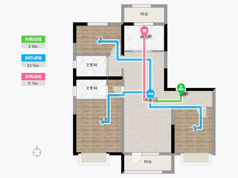 河北省-石家庄市-碧桂园晋州府-104.80-户型库-动静线