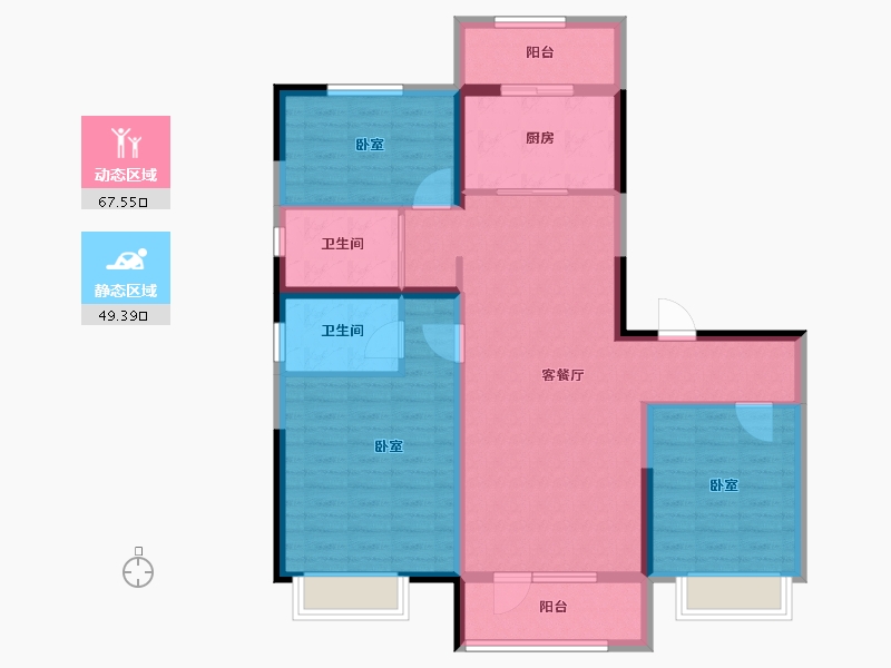 河北省-石家庄市-碧桂园晋州府-104.80-户型库-动静分区