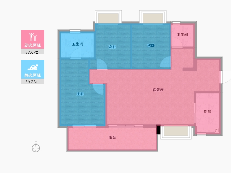 贵州省-贵阳市-万科新都荟-88.49-户型库-动静分区