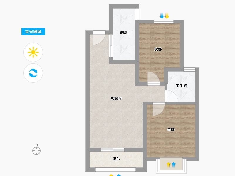 河北省-石家庄市-石家庄融创城-55.62-户型库-采光通风