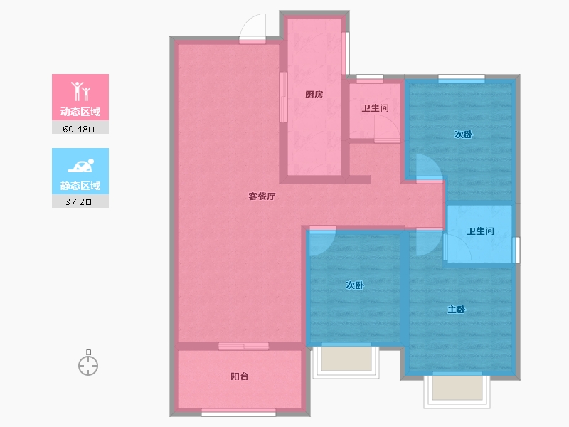 河北省-石家庄市-林荫春天-86.40-户型库-动静分区