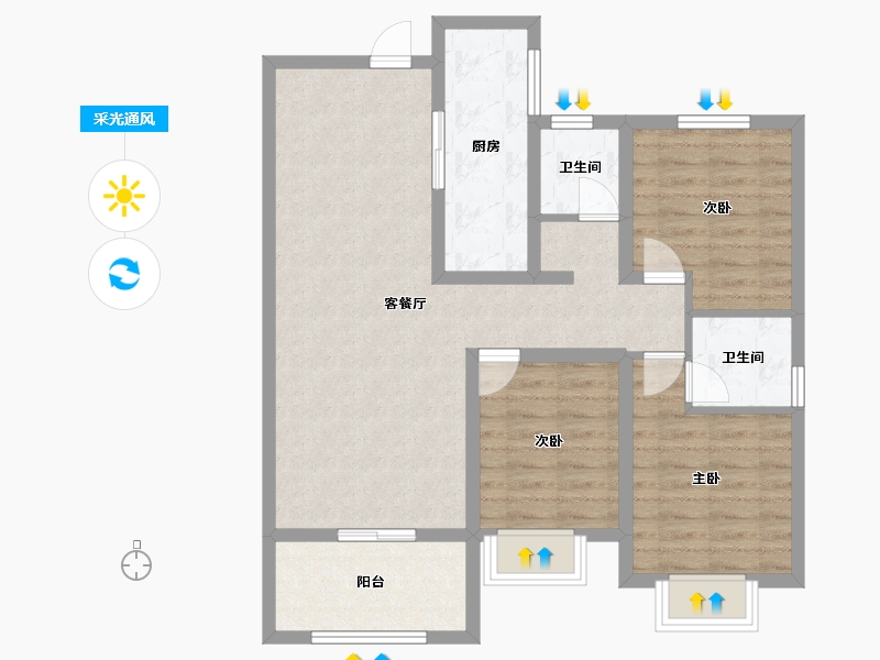 河北省-石家庄市-林荫春天-86.40-户型库-采光通风