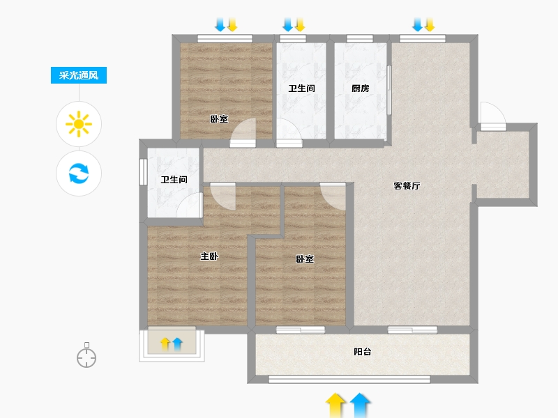 河北省-石家庄市-石家庄融创城-89.69-户型库-采光通风