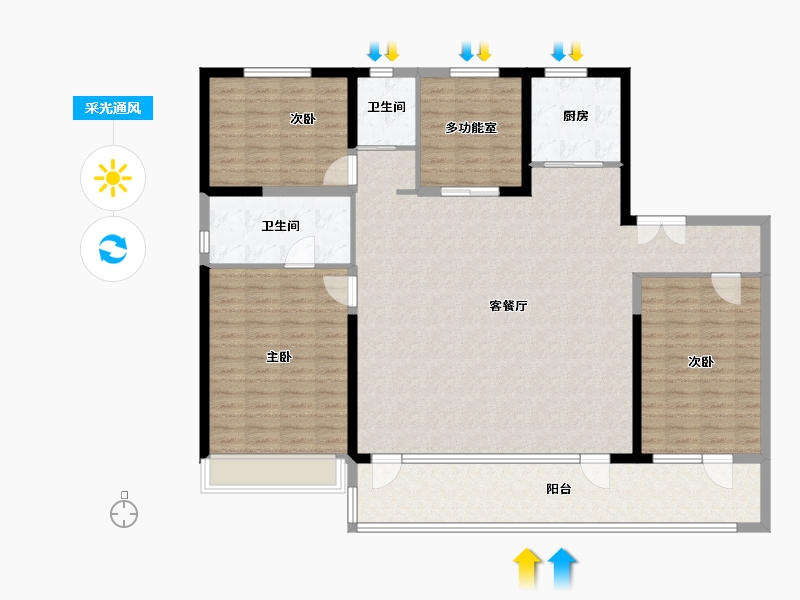 山东省-临沂市-碧桂园云顶-156.00-户型库-采光通风