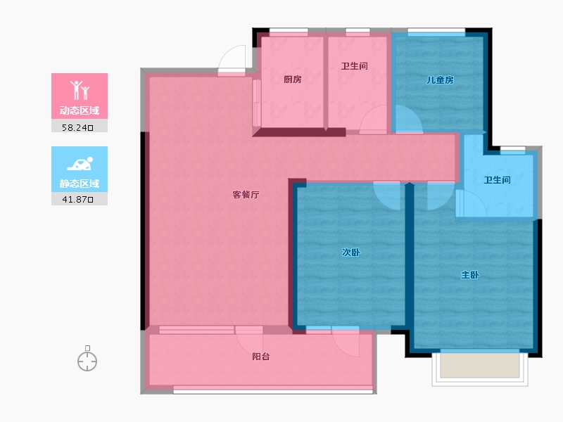 山东省-青岛市-世茂锦域-89.15-户型库-动静分区