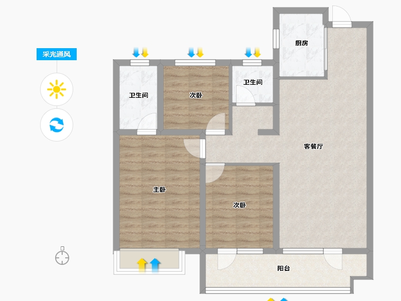 山东省-青岛市-越秀星汇城-87.99-户型库-采光通风