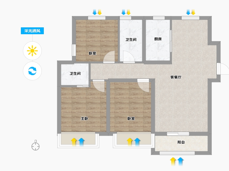 河北省-石家庄市-石家庄融创城-72.72-户型库-采光通风