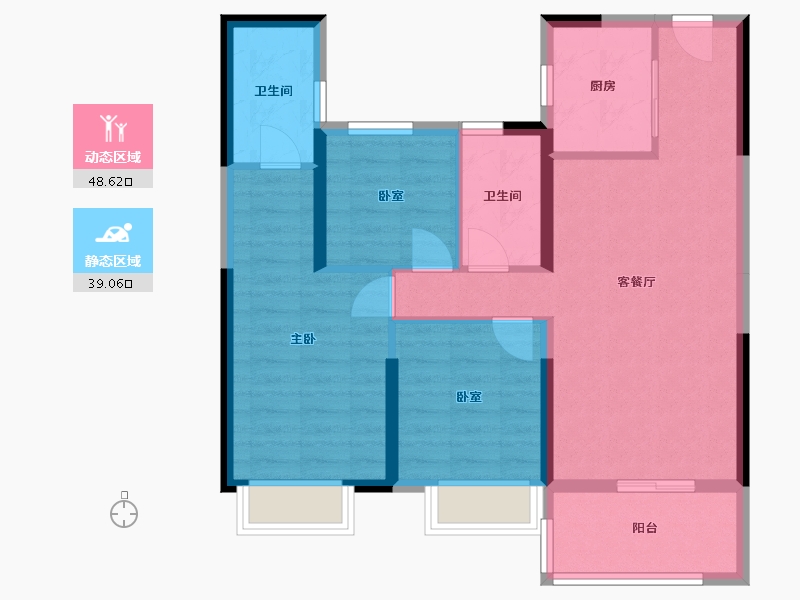 湖北省-黄石市-碧桂园磁湖半岛-90.00-户型库-动静分区