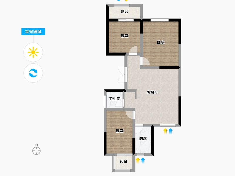 河北省-石家庄市-长丰路6号-76.47-户型库-采光通风