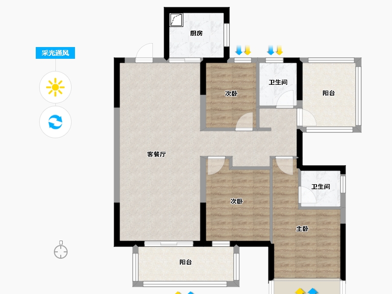 广西壮族自治区-南宁市-梦泽园-105.00-户型库-采光通风