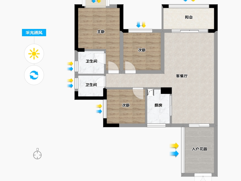 四川省-眉山市-玫瑰新城-80.00-户型库-采光通风