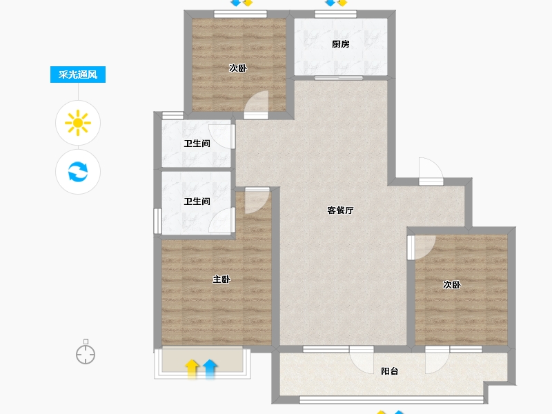 山东省-青岛市-越秀星汇城-96.25-户型库-采光通风