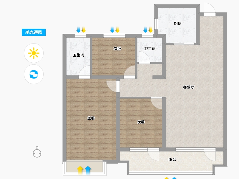 山东省-青岛市-越秀星汇城-96.34-户型库-采光通风