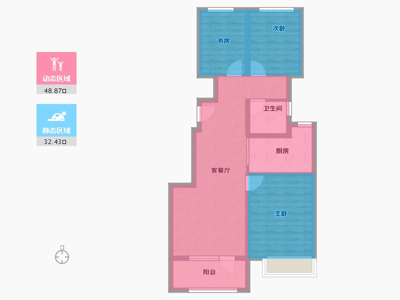 山东省-青岛市-万科顺城海潮云起-71.86-户型库-动静分区