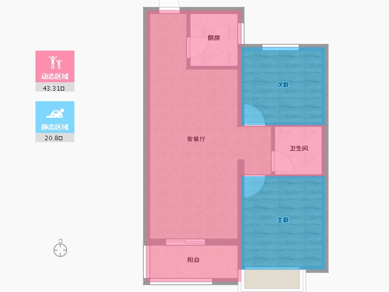 河北省-石家庄市-华远·昆仑赋-57.13-户型库-动静分区