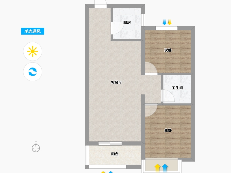 河北省-石家庄市-华远·昆仑赋-57.13-户型库-采光通风