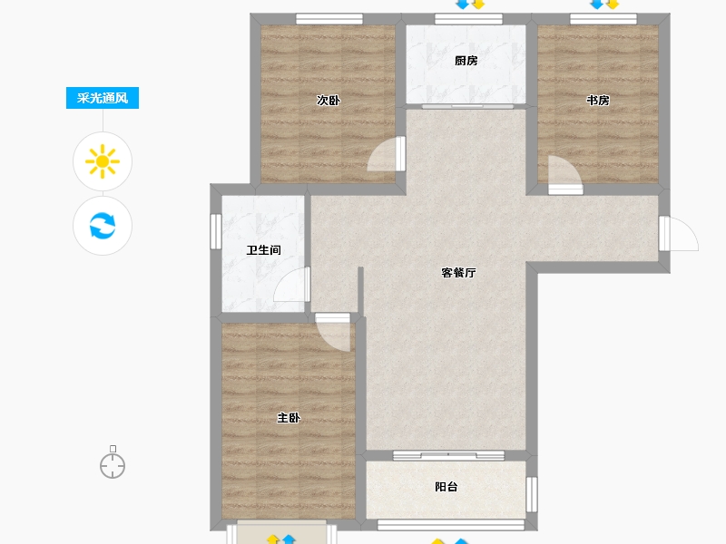 河北省-衡水市-信和·荣景园-90.00-户型库-采光通风