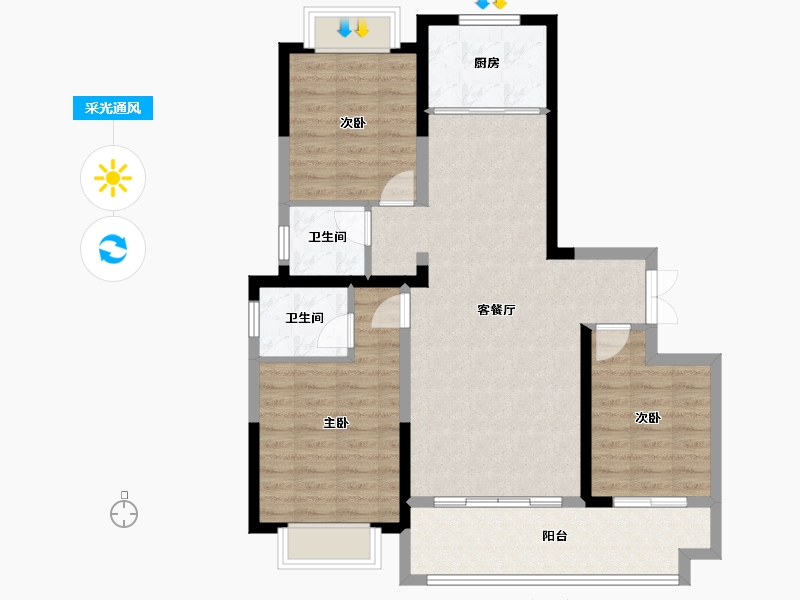 湖南省-常德市-桂发御园-125.96-户型库-采光通风