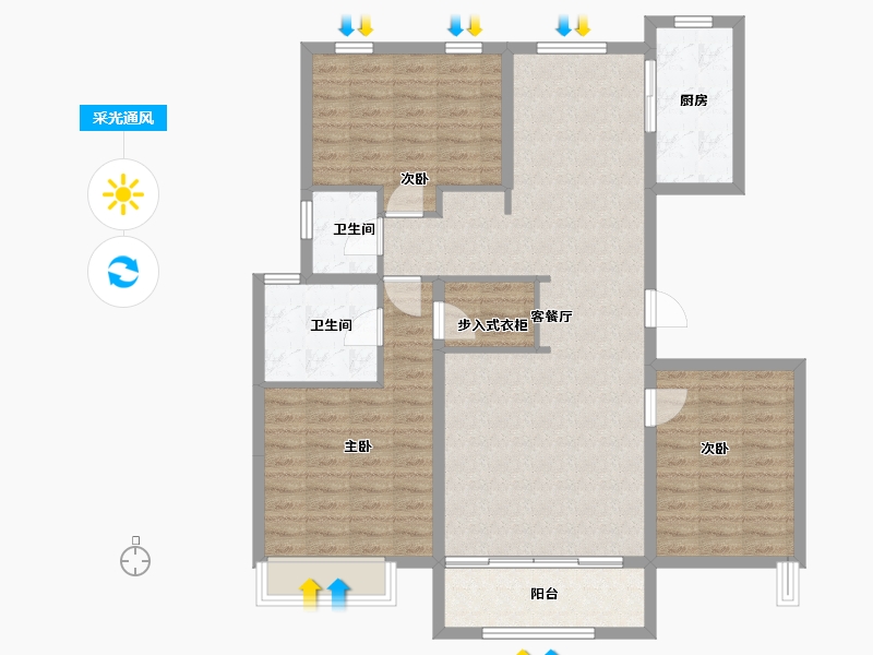 河北省-石家庄市-福美6号院-110.90-户型库-采光通风