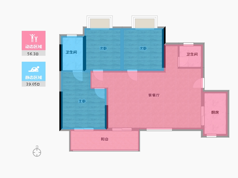 湖南省-长沙市-美印小区-110.00-户型库-动静分区