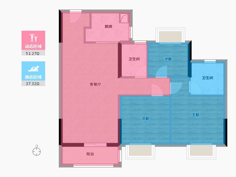 湖北省-武汉市-中海尚璟-79.30-户型库-动静分区