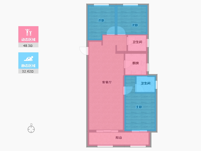 河北省-石家庄市-华远·昆仑赋-71.95-户型库-动静分区