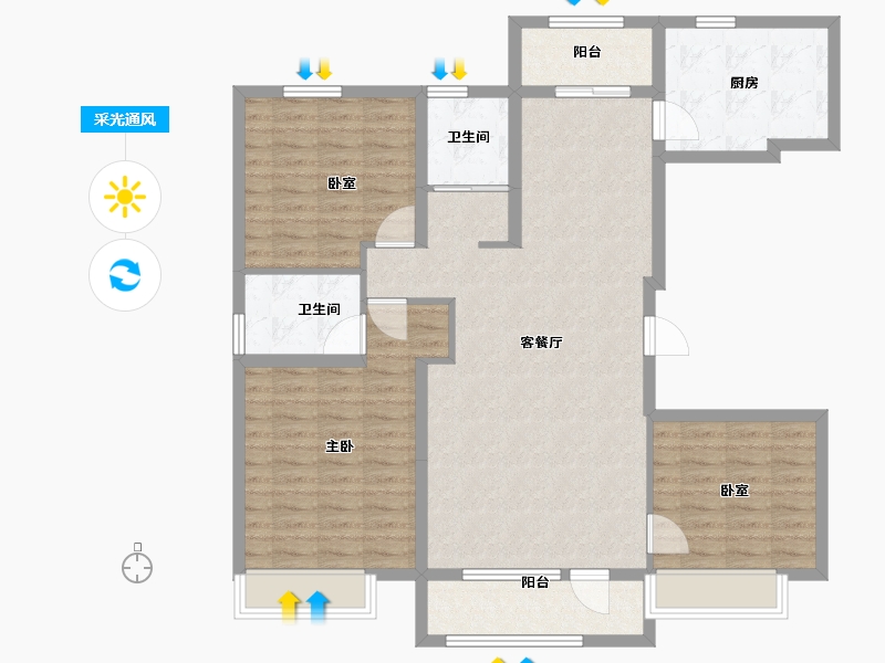 河北省-石家庄市-碧桂园晋州府-112.00-户型库-采光通风