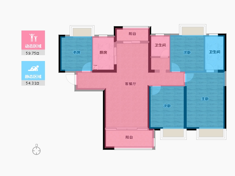 湖南省-长沙市-长房·云尚公馆-101.89-户型库-动静分区