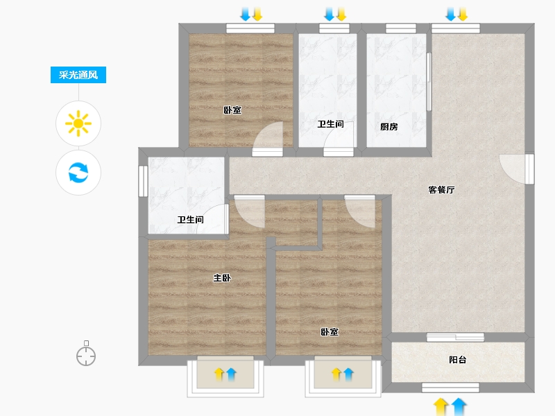 河北省-石家庄市-栾州壹号-75.30-户型库-采光通风