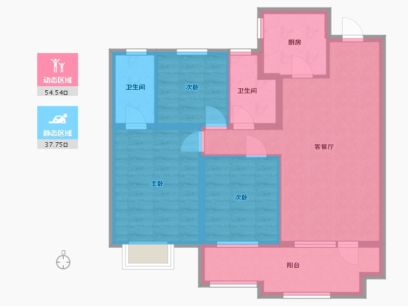 山东省-烟台市-马尔贝拉-82.00-户型库-动静分区