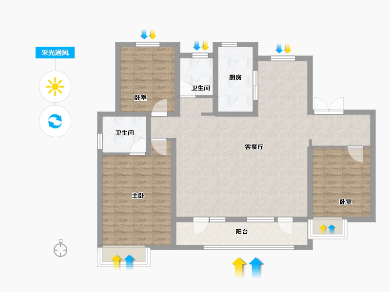 河北省-石家庄市-隆基泰和·紫樾宸府-105.97-户型库-采光通风