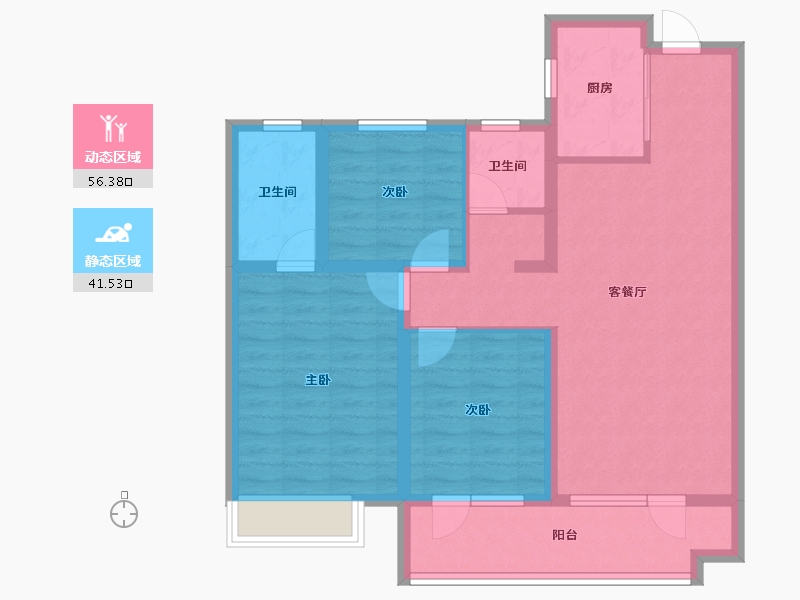 山东省-青岛市-越秀星汇城-86.84-户型库-动静分区