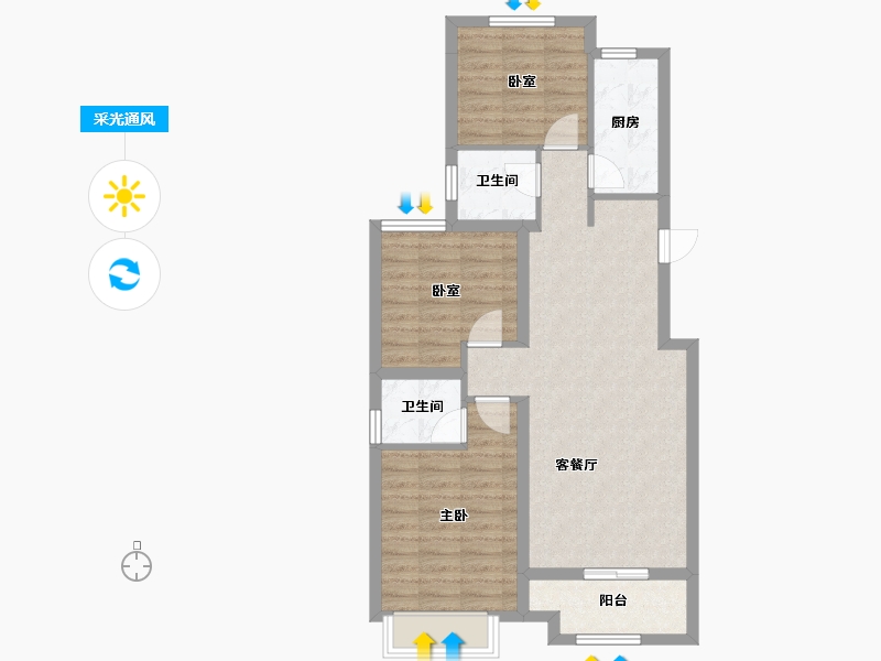 河北省-石家庄市-福美6号院-77.80-户型库-采光通风