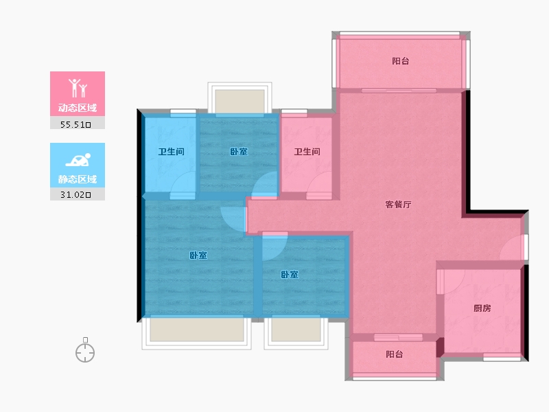 广东省-中山市-中澳春城-76.27-户型库-动静分区