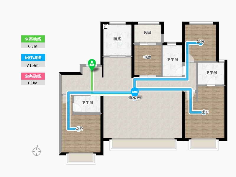 陕西省-西安市-华润悦玺-129.97-户型库-动静线