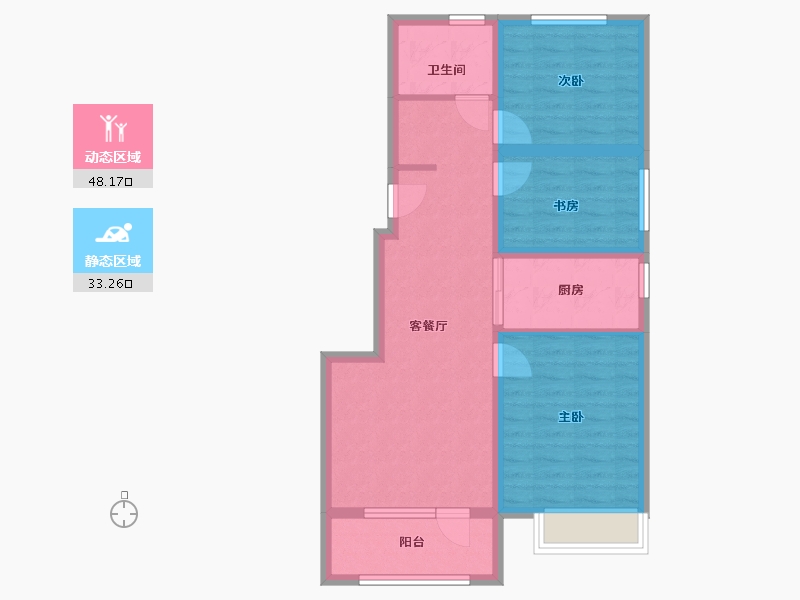 山东省-青岛市-万科顺城海潮云起-72.06-户型库-动静分区