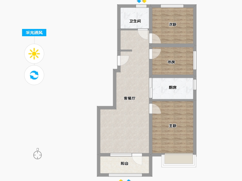 山东省-青岛市-万科顺城海潮云起-72.06-户型库-采光通风