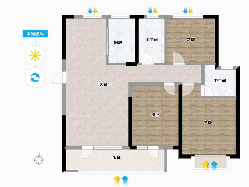 山东省-青岛市-世茂锦域-96.19-户型库-采光通风