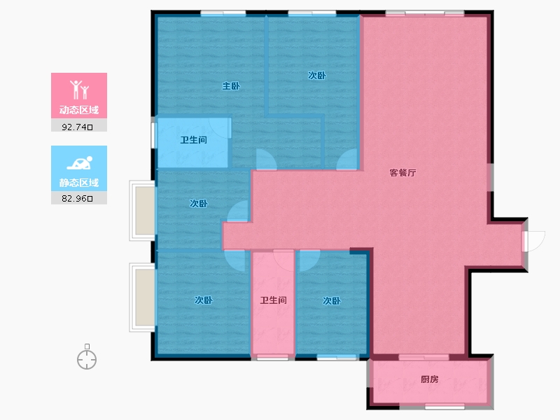 湖南省-长沙市-湘江颂-163.72-户型库-动静分区